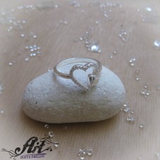 Сребърен дамски пръстен с цирконий "Сърце" R-887
